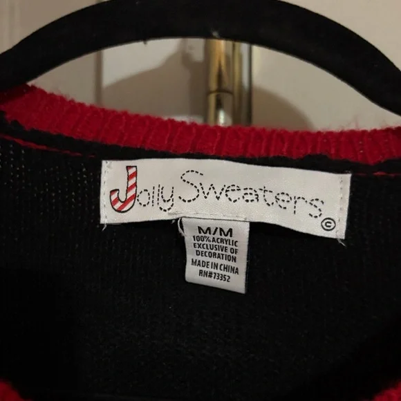 Festive Dinosaur Sweater - Black and Red - Picture 2 of 4